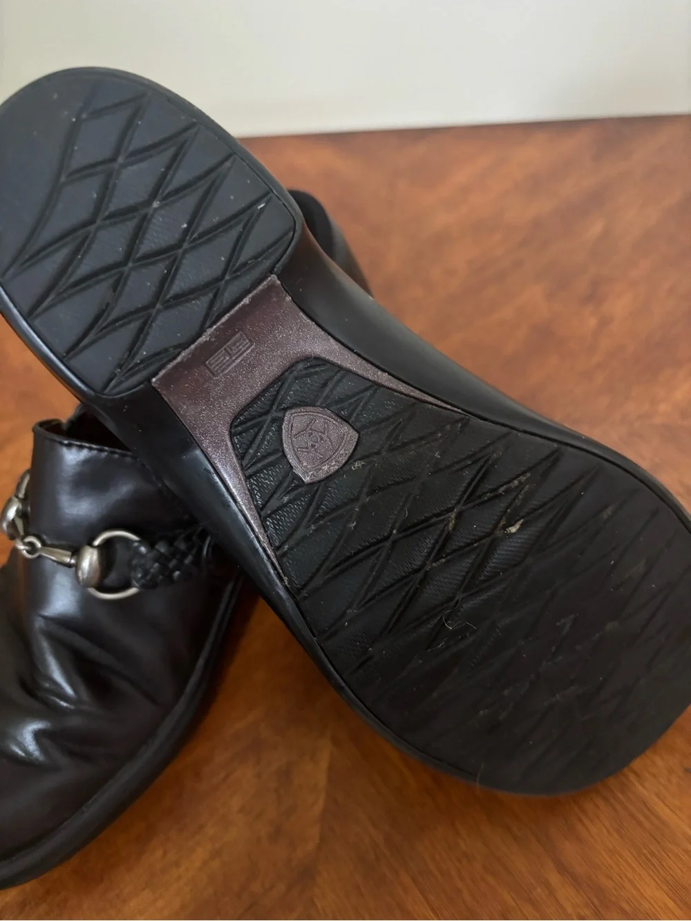 Ariat Black Leather Slip-On Loafers with Silver Bit